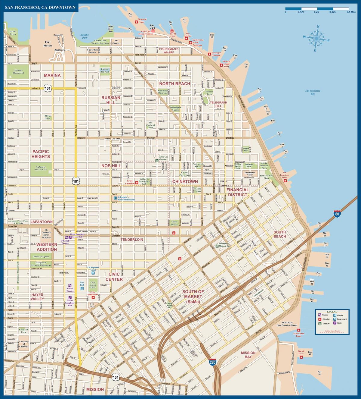 Mapa del centro de la ciudad de San Francisco