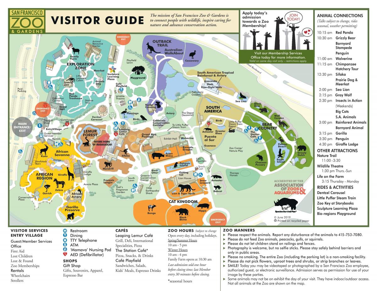 Mapa del parque zoológico de San Francisco