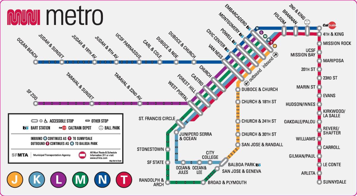 Mapa de las estaciones de metro de San Francisco